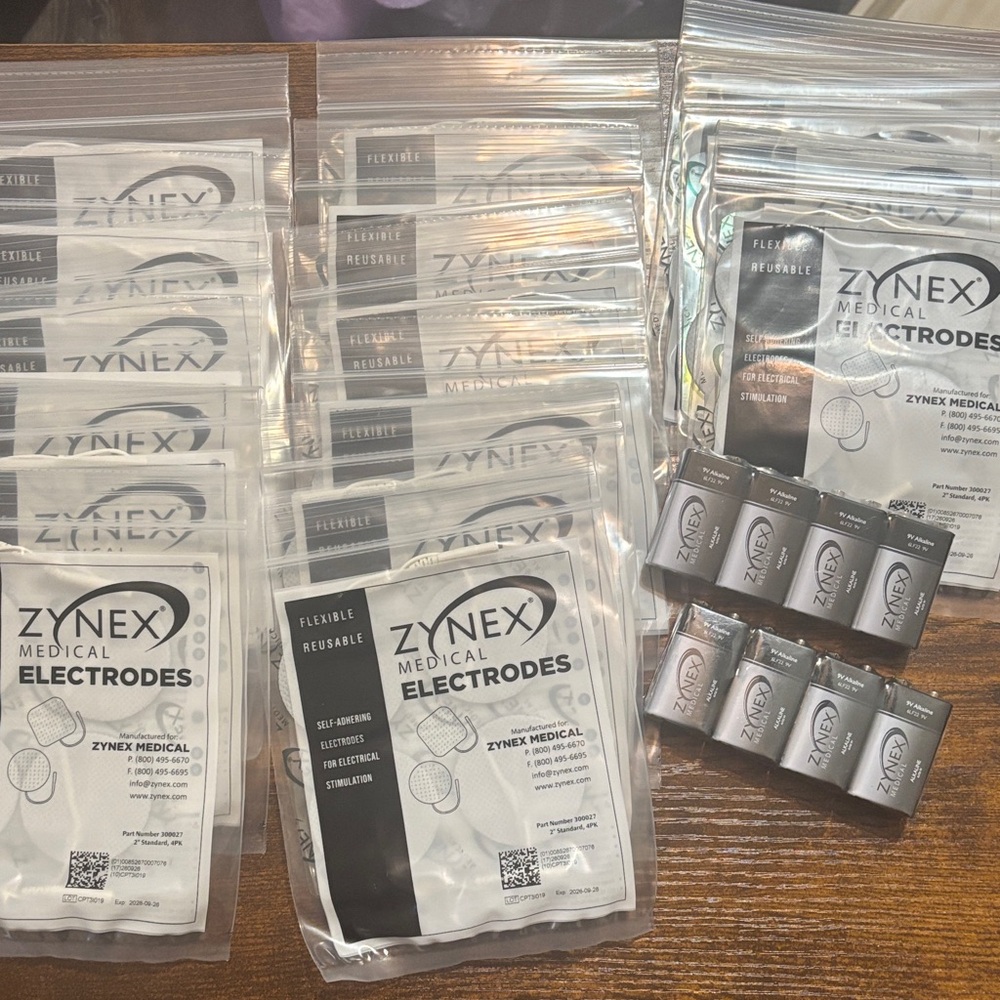 ZYNEX Medical Electrodes for TENS Machine New in Packages w/Battery Replacements